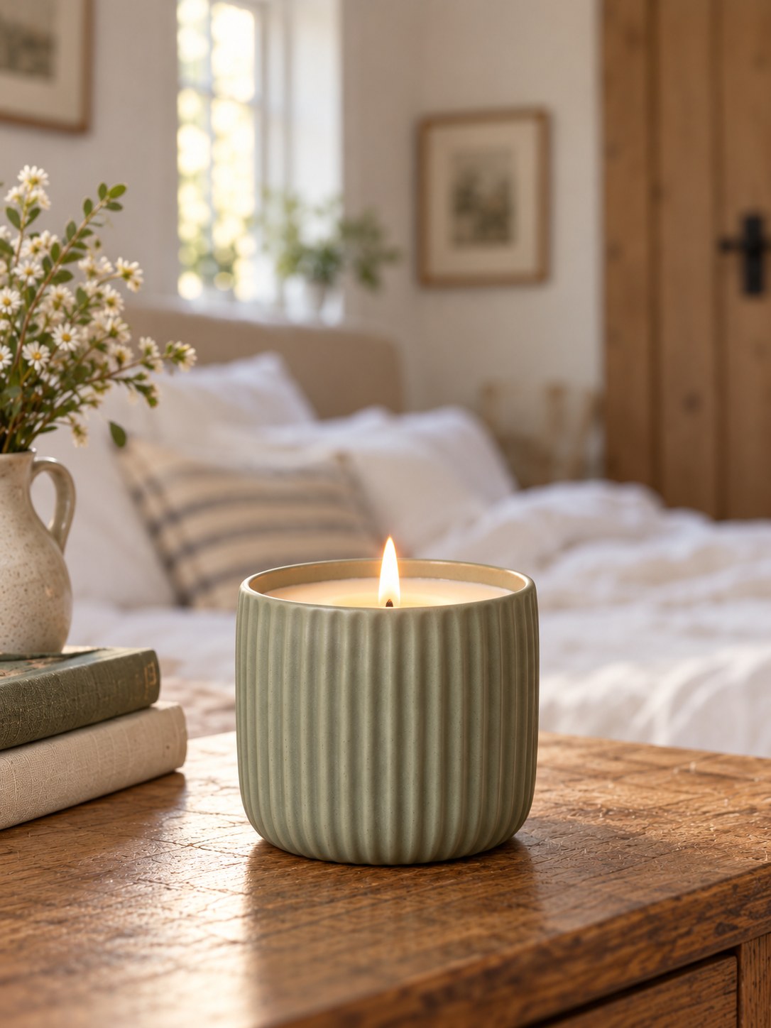 Bramble Ribbed Ceramic Candle - Blackberry & Bay - front view