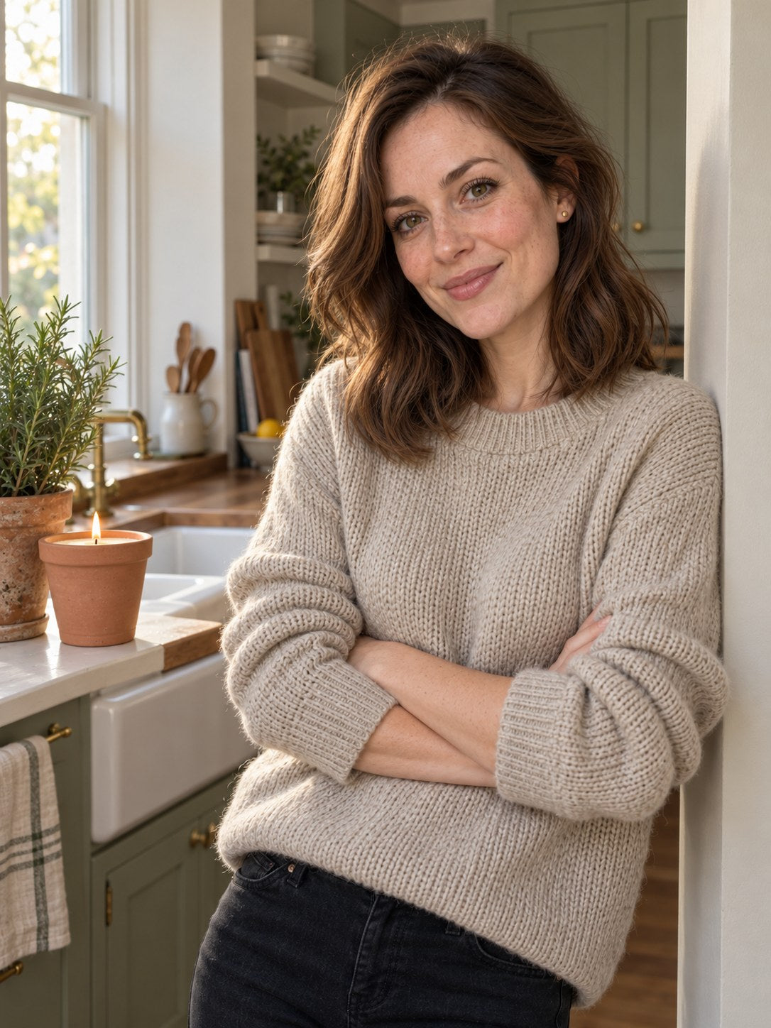 Meadow Terracotta Pot Candle - Clean Linen & Neroli - in the room